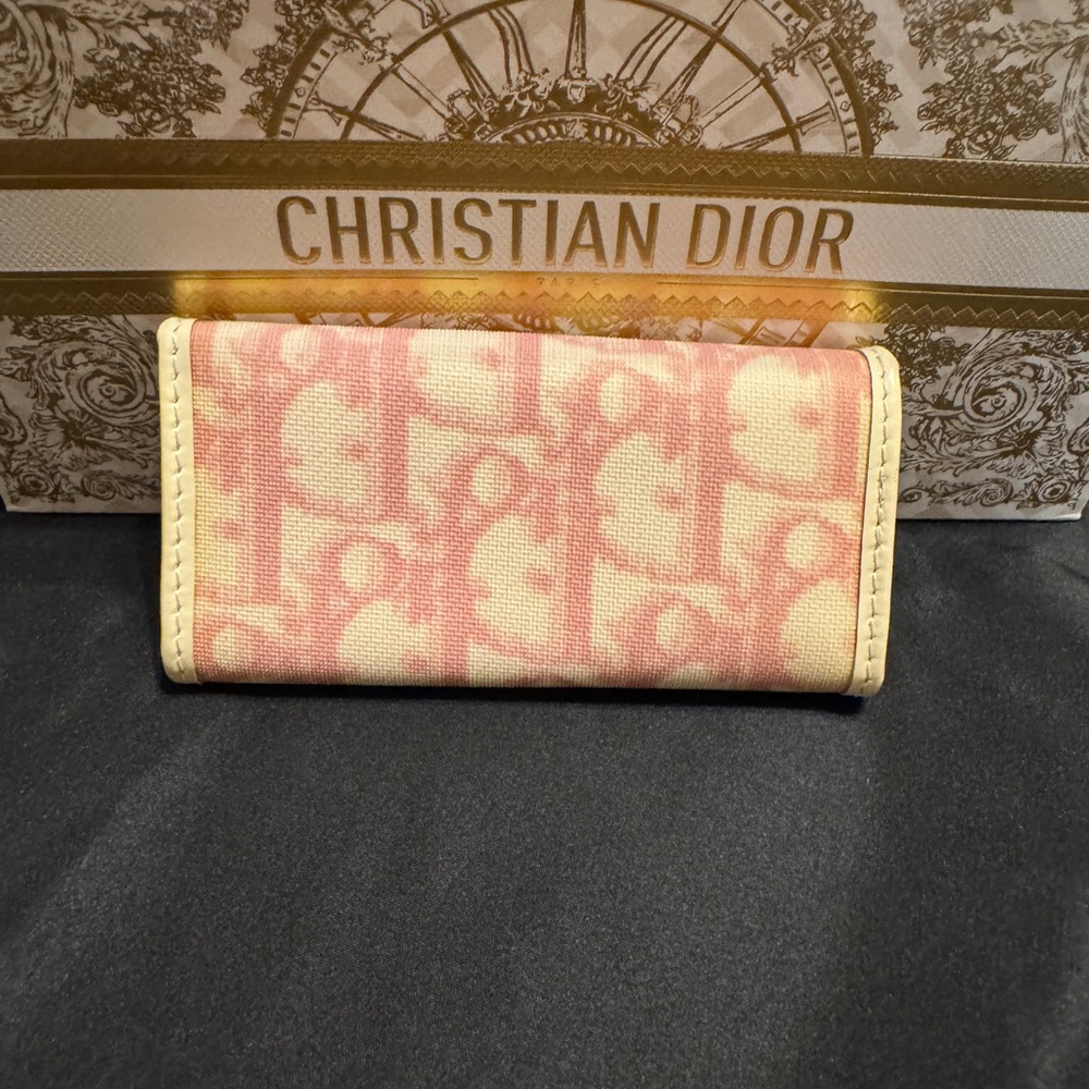 Dior Pink and Cream Canvas Key/Card Wallet - Picture 2 of 16